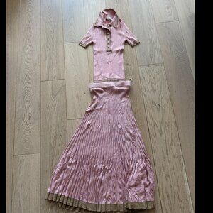 Zimmerman Ensemble — Skirt + Blouse — Pink + Gold —  Small / Size 0 or 2